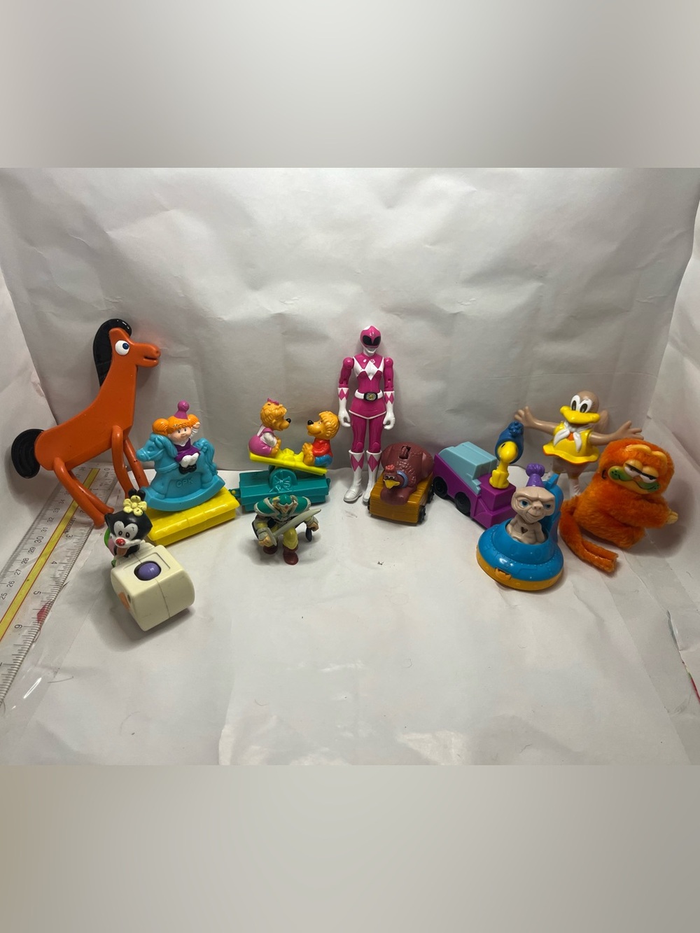 80s vintage toy lot Power Rangers Garfield Gumbie CPK Robins Donuts Animaniacs